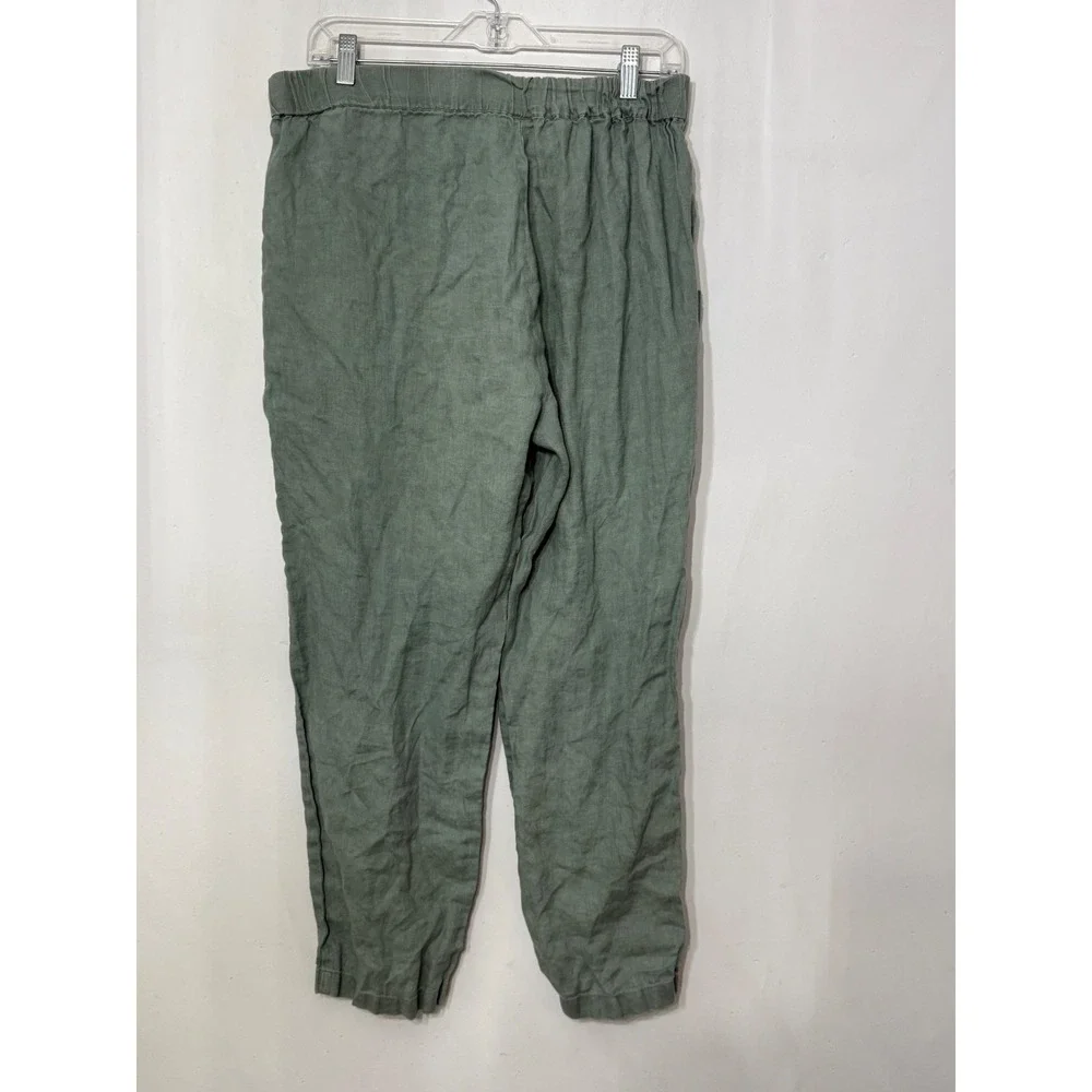 Quince European Linen Tapered Ankle Pants Light Cargo Green Large